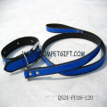 Glossy Blue Face PU Leather Material Pet Leashes and Collars for Dogs